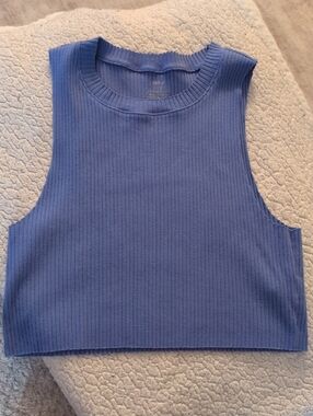 aerie Ribbed Cropped Tank Top - Periwinkle Blue